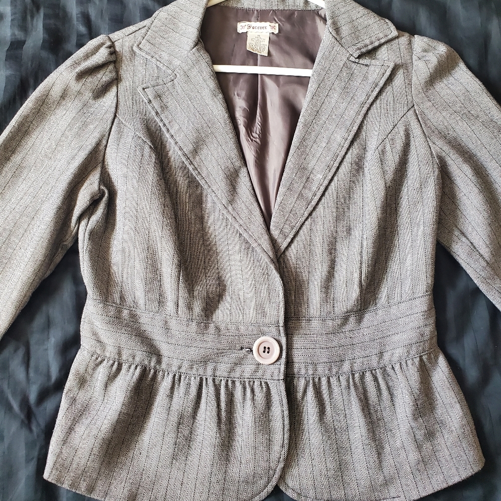 Forever 21 Pin Striped 3/4 Blazer